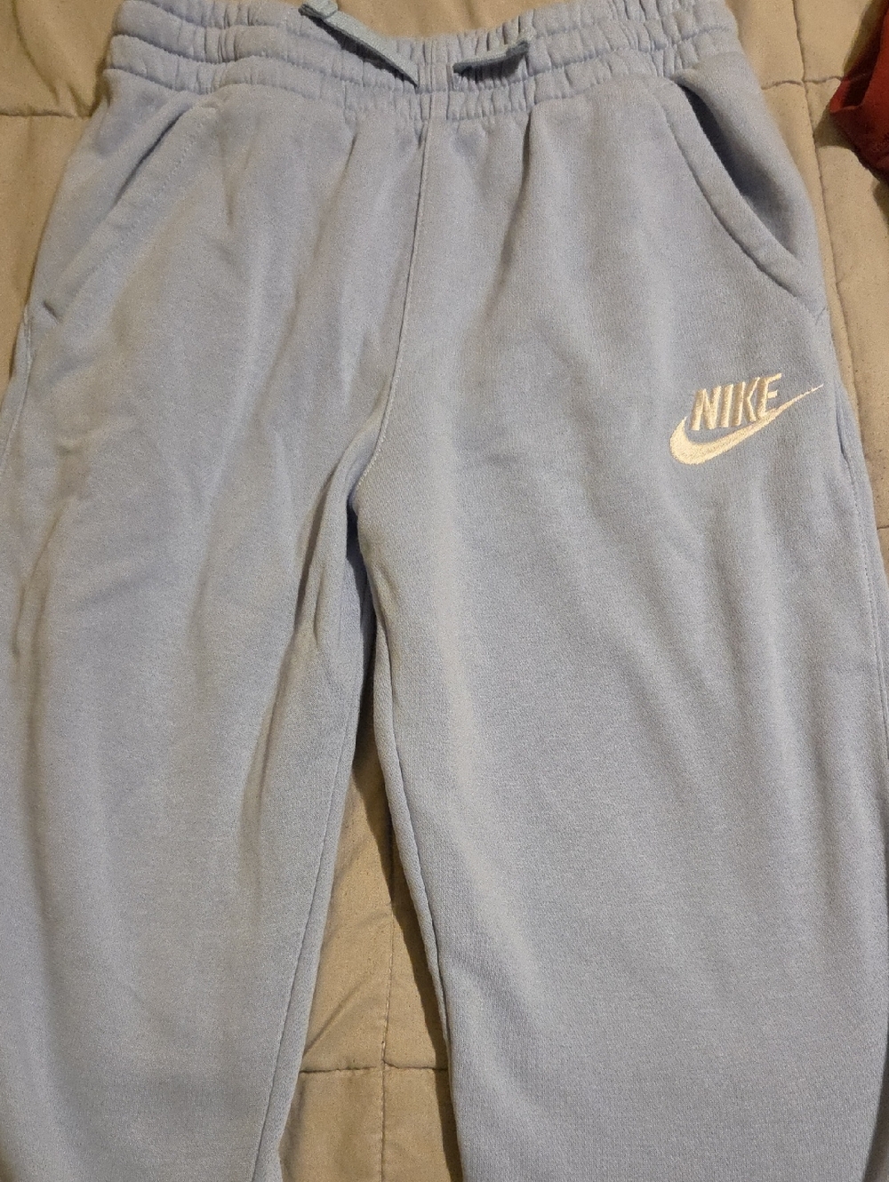 Nike Light Blue Kids Fleece Joggers with White Logo